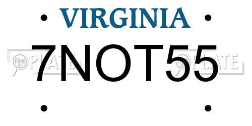 7NOT55 Virginia License Plate