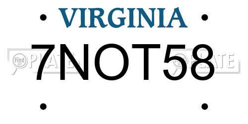 7NOT58 Virginia License Plate
