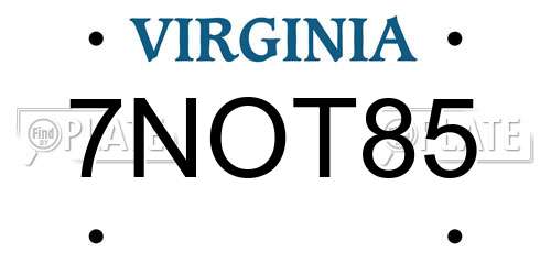 7NOT85 Virginia License Plate