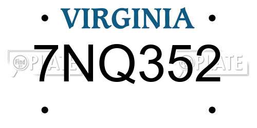 7NQ352 Virginia License Plate
