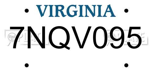 7NQV095 Virginia License Plate