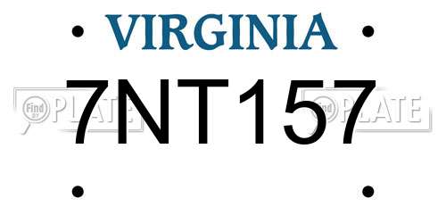 7NT157 Virginia License Plate