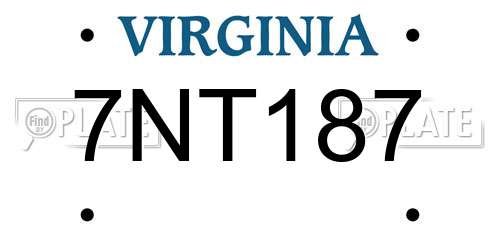 7NT187 Virginia License Plate