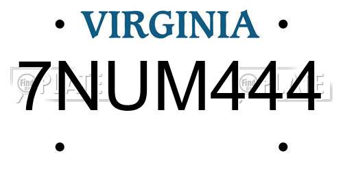 7NUM444 Virginia License Plate