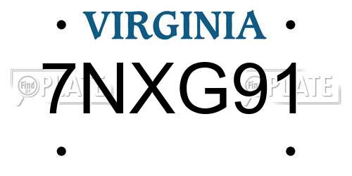 7NXG91 Virginia License Plate