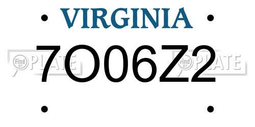 7O06Z2 Virginia License Plate