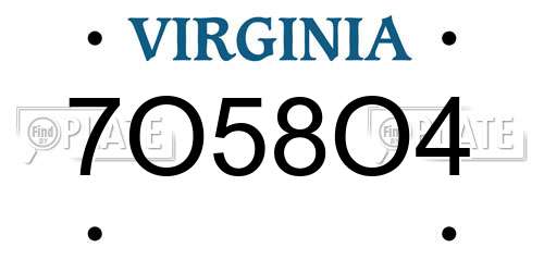 7O58O4 Virginia License Plate