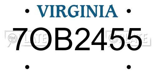 7OB2455 Virginia License Plate