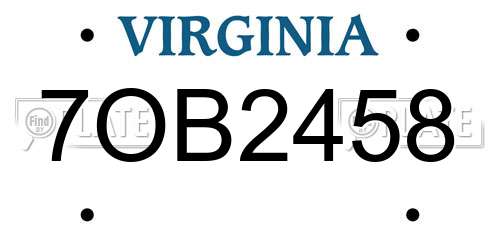 7OB2458 Virginia License Plate