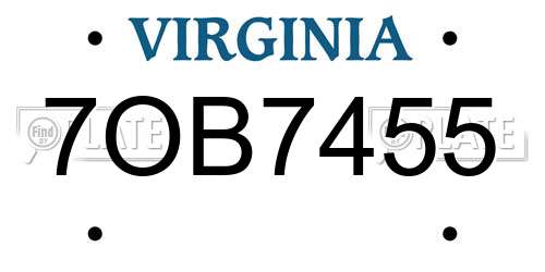 7OB7455 Virginia License Plate