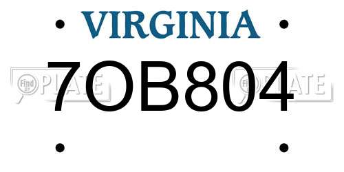 7OB804 Virginia License Plate