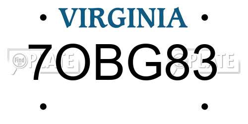 7OBG83 Virginia License Plate