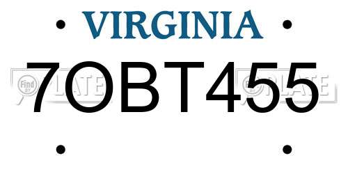 7OBT455 Virginia License Plate