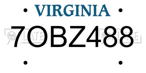 7OBZ488 Virginia License Plate