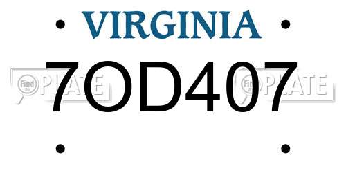 7OD407 Virginia License Plate