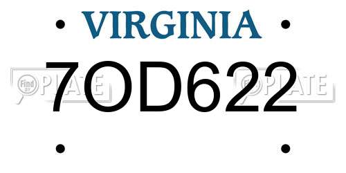 7OD622 Virginia License Plate