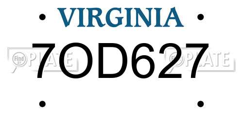 7OD627 Virginia License Plate