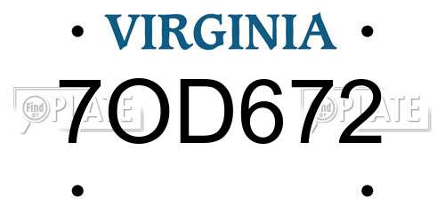 7OD672 Virginia License Plate