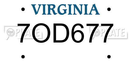7OD677 Virginia License Plate
