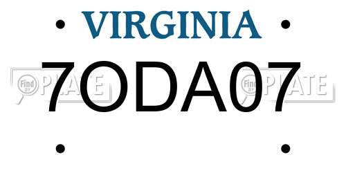 7ODA07 Virginia License Plate