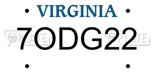 7ODG22 Virginia License Plate