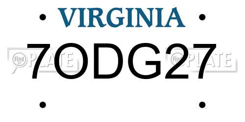 7ODG27 Virginia License Plate