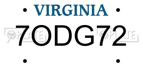 7ODG72 Virginia License Plate