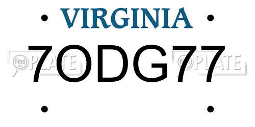 7ODG77 Virginia License Plate