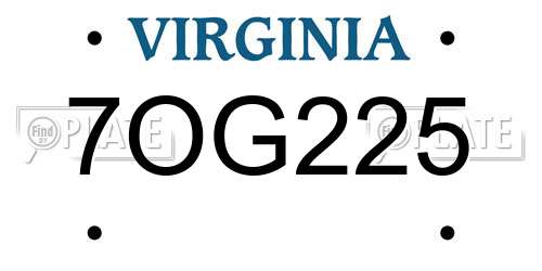 7OG225 Virginia License Plate