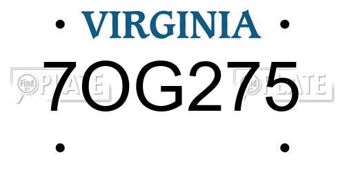 7OG275 Virginia License Plate