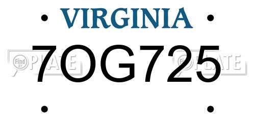 7OG725 Virginia License Plate