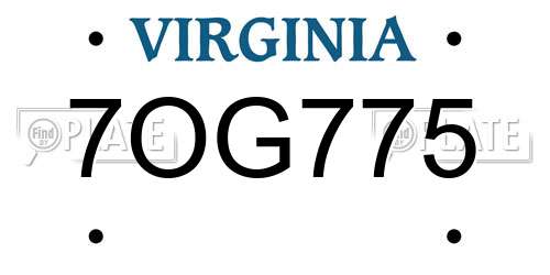 7OG775 Virginia License Plate