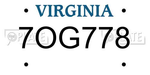 7OG778 Virginia License Plate