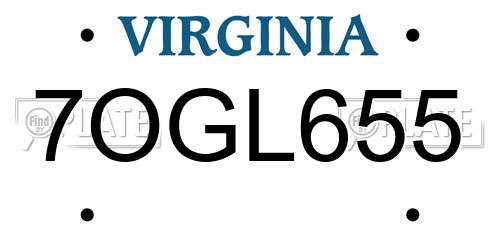 7OGL655 Virginia License Plate