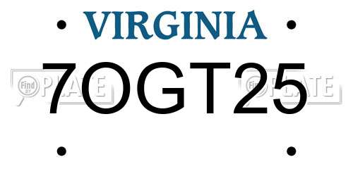 7OGT25 Virginia License Plate