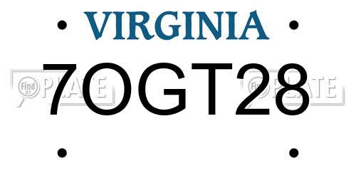 7OGT28 Virginia License Plate