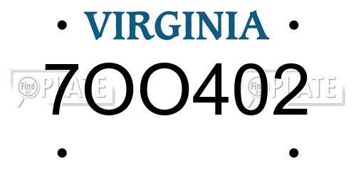 7OO402 Virginia License Plate