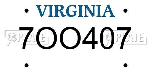 7OO407 Virginia License Plate