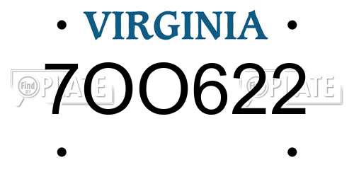 7OO622 Virginia License Plate