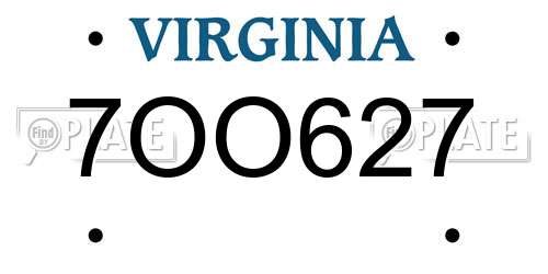7OO627 Virginia License Plate