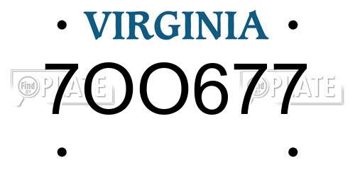 7OO677 Virginia License Plate