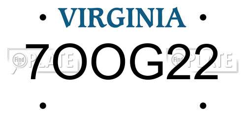 7OOG22 Virginia License Plate