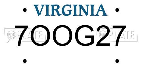 7OOG27 Virginia License Plate