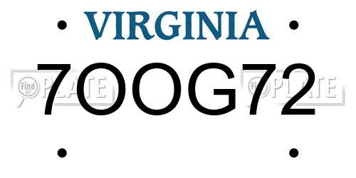 7OOG72 Virginia License Plate