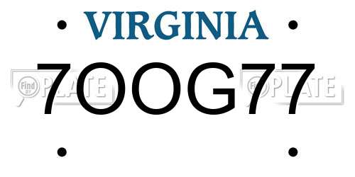 7OOG77 Virginia License Plate