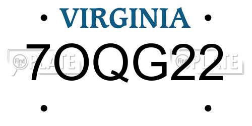 7OQG22 Virginia License Plate