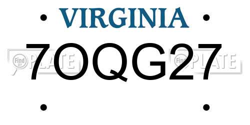 7OQG27 Virginia License Plate