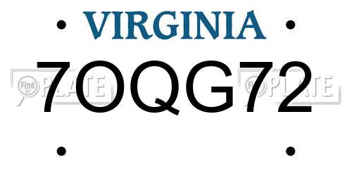 7OQG72 Virginia License Plate