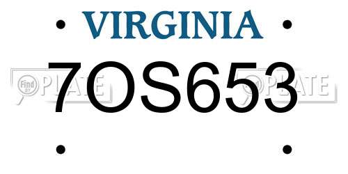 7OS653 Virginia License Plate