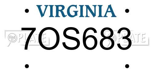 7OS683 Virginia License Plate